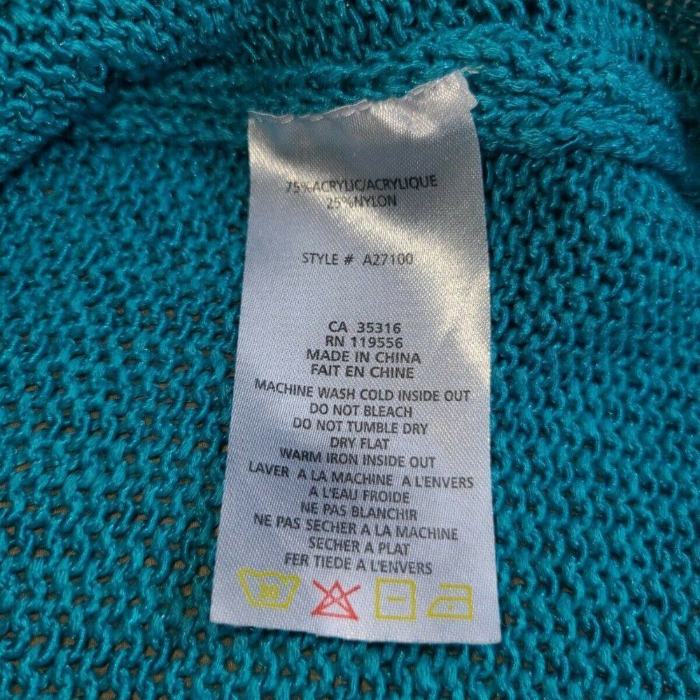 Alison Sheri Teal Blue Knit Cardigan‎ 3/4 sleeve - Picture 4 of 5